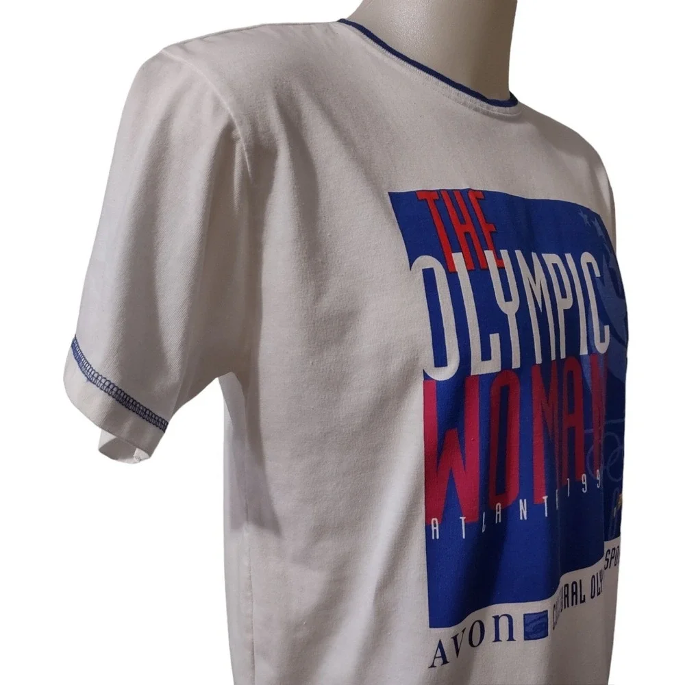 The Olympic Women's Size L Avon Sponsor T-Shirt Vintage 90s 1996 Atlanta Games‎